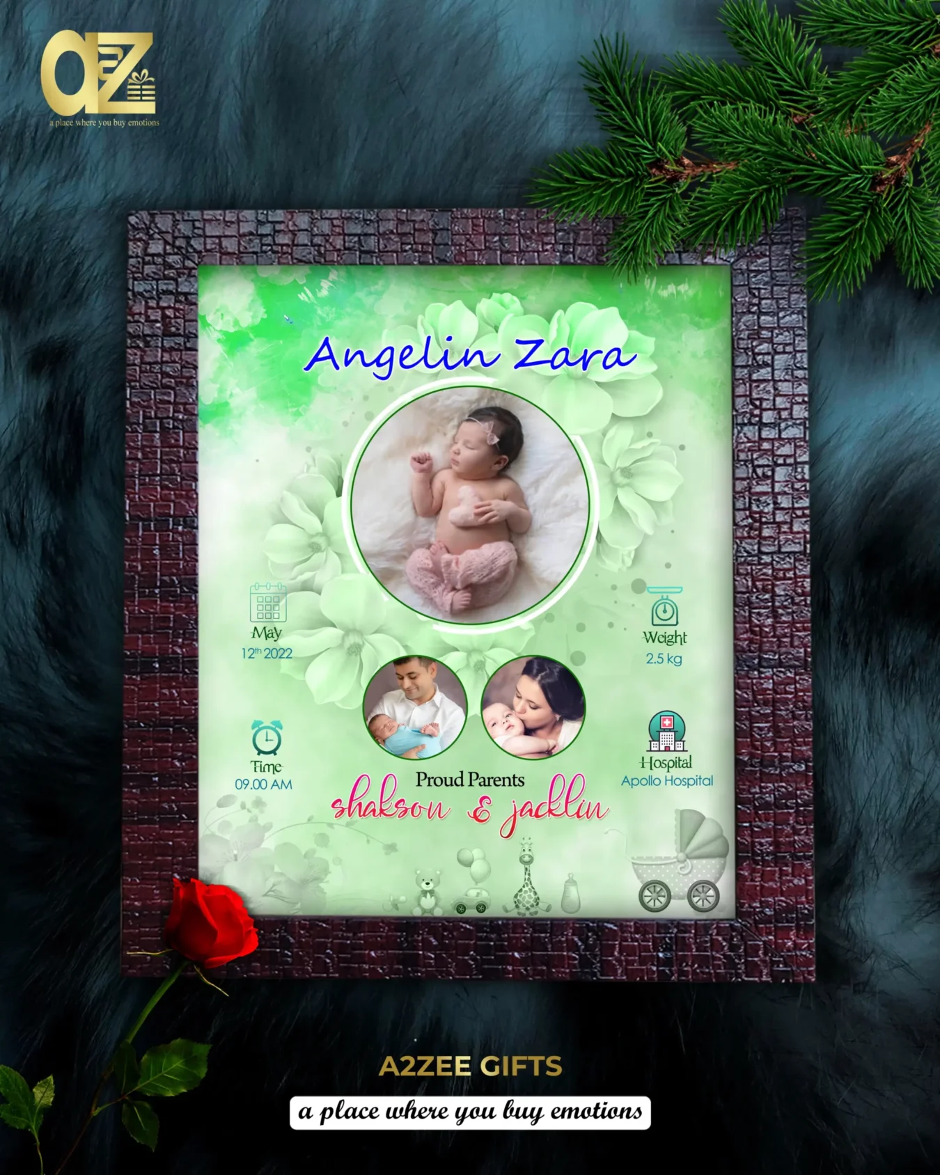 Baby Birth Details Photo Frame Gift