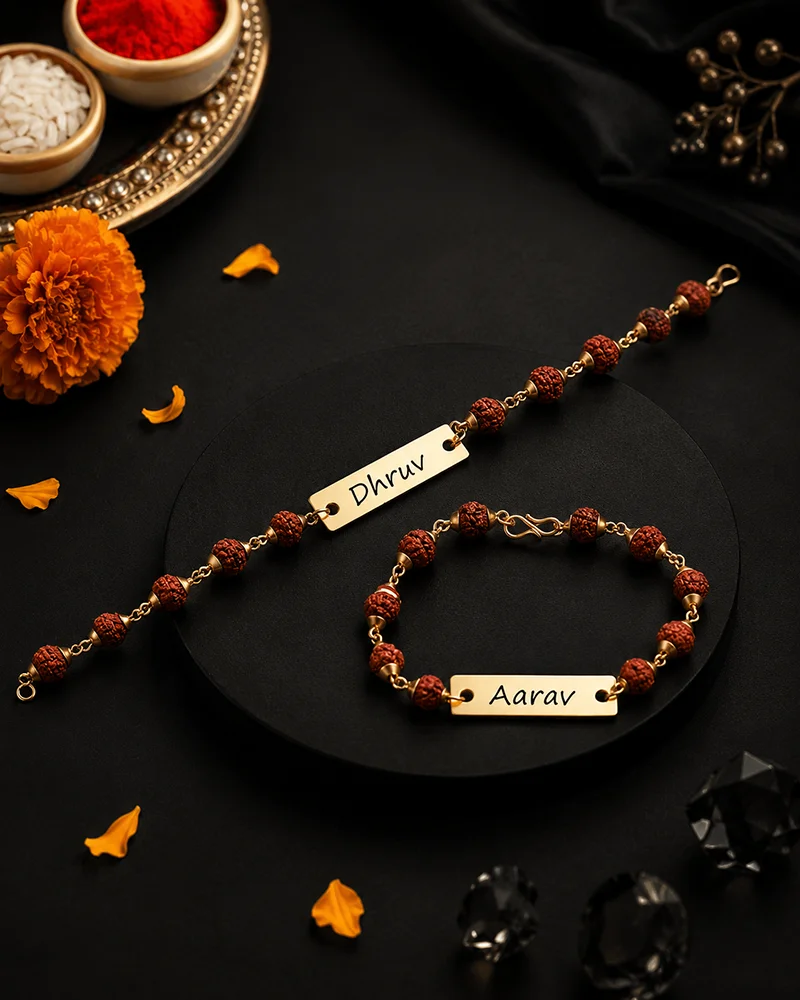 Customized Rudraksha Rakhi (1)