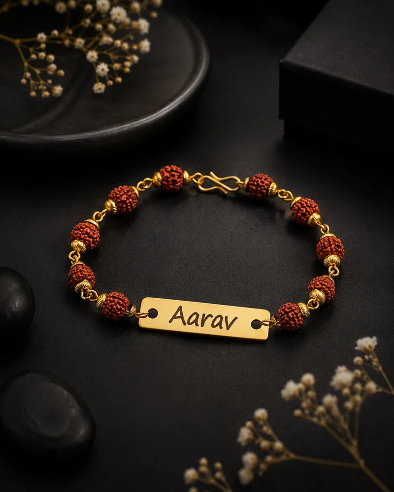 Customized Rudraksha Rakhi (2)