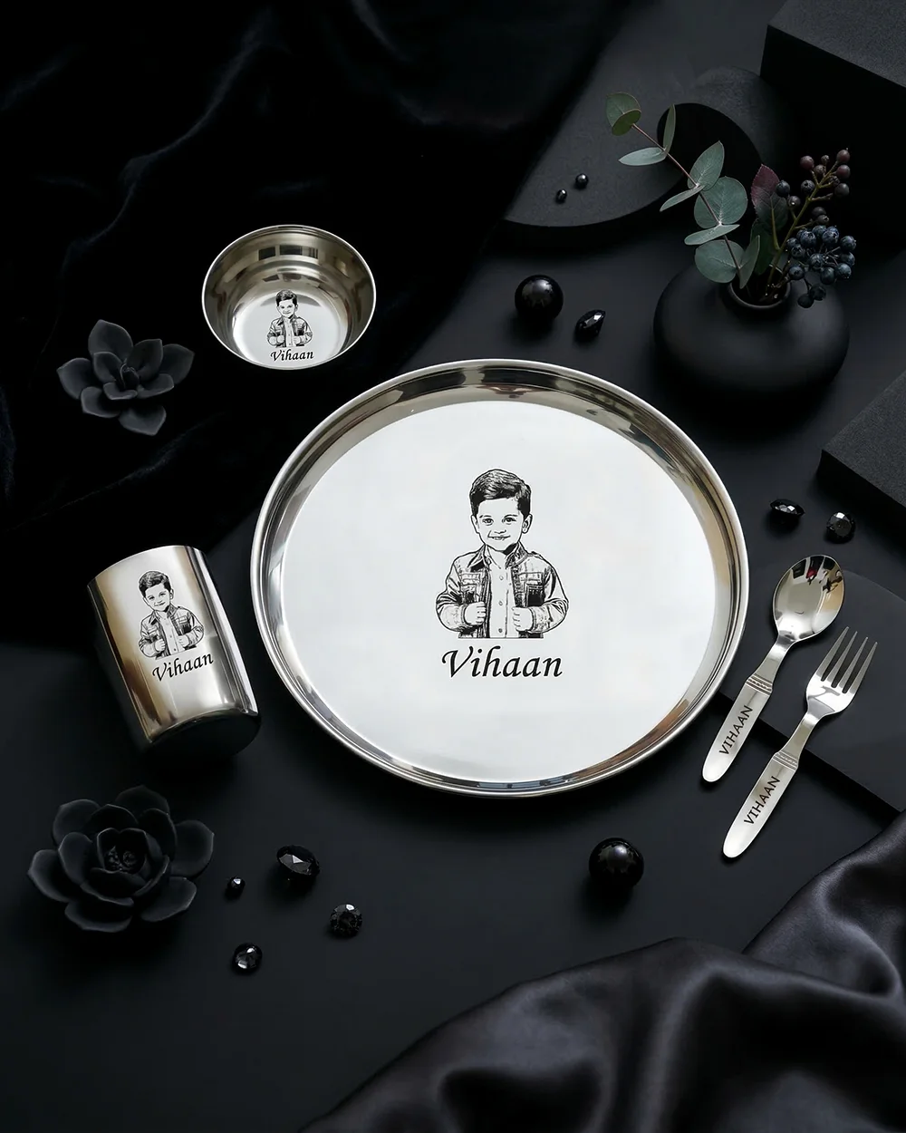 Personalized Stainless Steel Plate Combo (3)