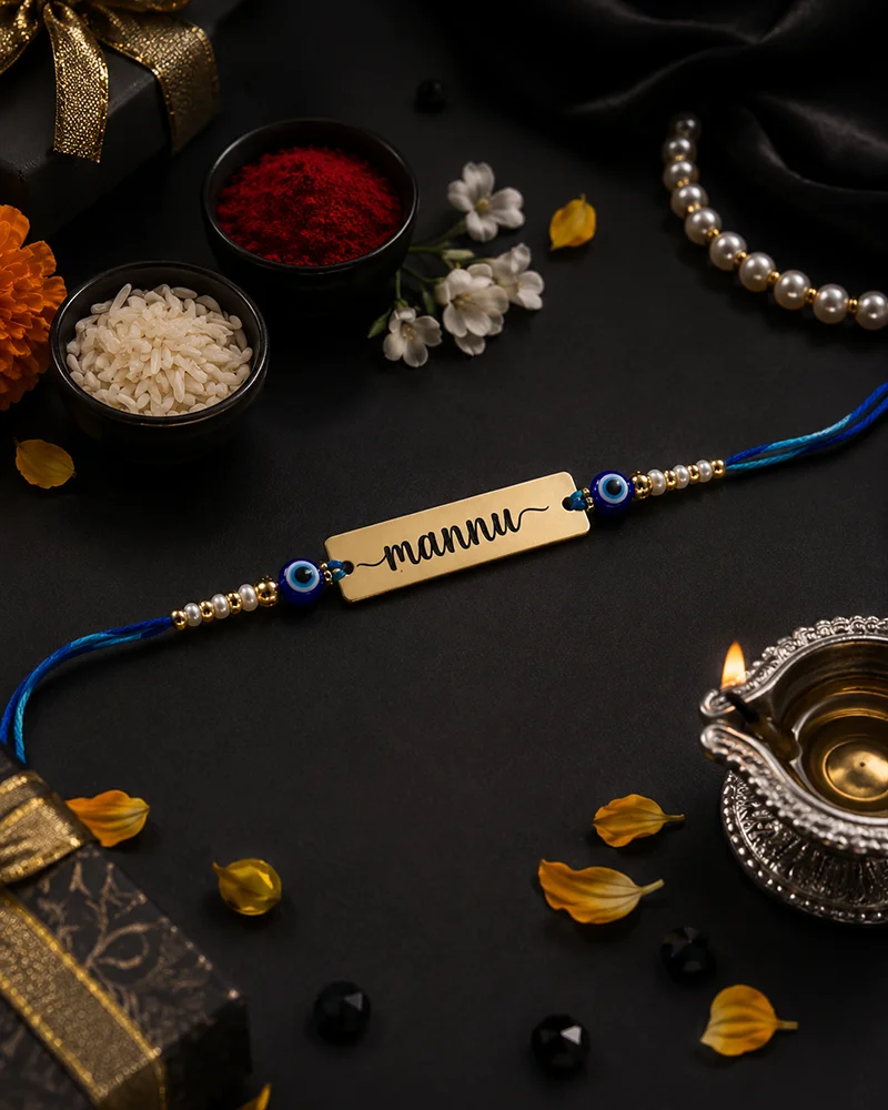 Evil Eye Rakhi with Custom Name (1)